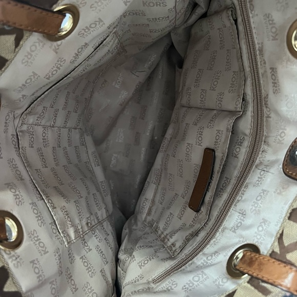 Vintage canvas Michael Kors Tote Purse brown beige - Picture 4 of 5